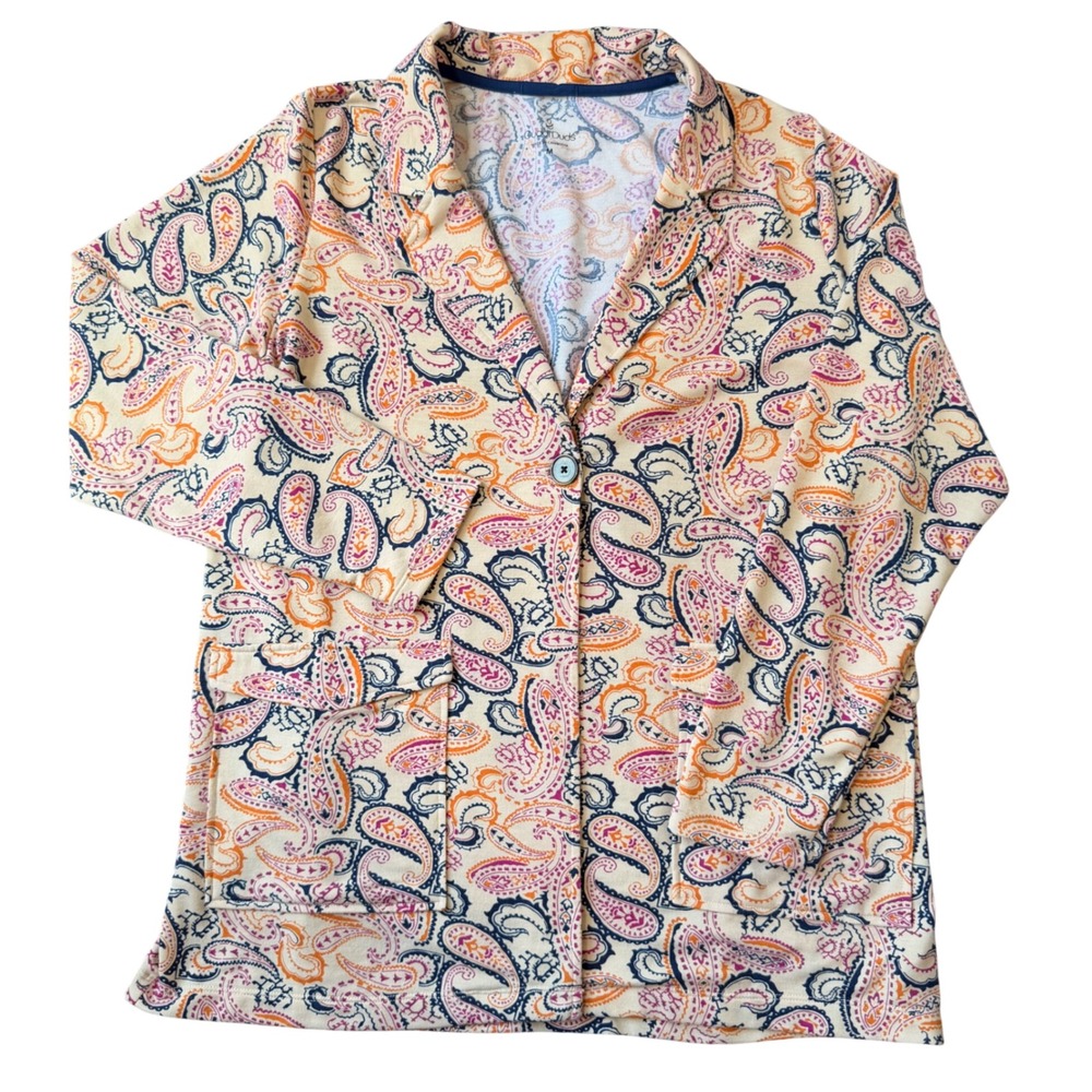 Cuddl‎ Duds Chic Comfort Blazer (M) French Terry Bold Paisley Soft Lightweight